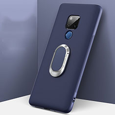Silikon Hülle Handyhülle Ultra Dünn Schutzhülle Flexible Tasche Silikon mit Magnetisch Fingerring Ständer T08 für Huawei Mate 20 X 5G Blau