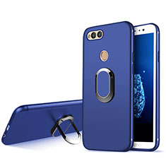 Silikon Hülle Handyhülle Ultra Dünn Schutzhülle Silikon mit Fingerring Ständer A01 für Huawei Honor Play 7X Blau