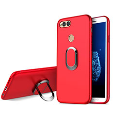 Silikon Hülle Handyhülle Ultra Dünn Schutzhülle Silikon mit Fingerring Ständer A01 für Huawei Honor Play 7X Rot