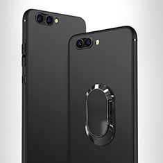 Silikon Hülle Handyhülle Ultra Dünn Schutzhülle Silikon mit Fingerring Ständer für Huawei Honor V10 Schwarz