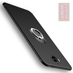 Silikon Hülle Handyhülle Ultra Dünn Schutzhülle Silikon mit Fingerring Ständer für Huawei Y5 III Y5 3 Schwarz