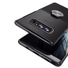 Silikon Hülle Handyhülle Ultra Dünn Schutzhülle Silikon mit Magnetisch Fingerring Ständer für Samsung Galaxy Note 8 Duos N950F Schwarz