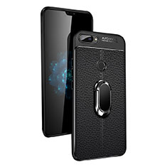 Silikon Hülle Handyhülle Ultra Dünn Schutzhülle Silikon mit Magnetisch Fingerring Ständer für Xiaomi Mi 8 Lite Schwarz