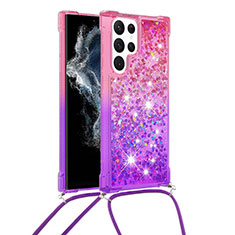 Silikon Hülle Handyhülle Ultra Dünn Schutzhülle Tasche Durchsichtig Farbverlauf Y01B für Samsung Galaxy S22 Ultra 5G Violett