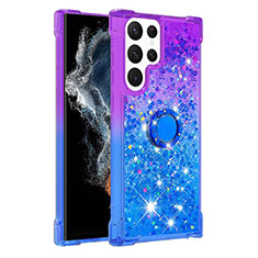 Silikon Hülle Handyhülle Ultra Dünn Schutzhülle Tasche Durchsichtig Farbverlauf Y04B für Samsung Galaxy S22 Ultra 5G Blau