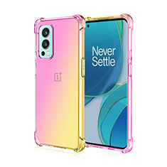 Silikon Hülle Handyhülle Ultra Dünn Schutzhülle Tasche Durchsichtig Transparent Farbverlauf für OnePlus Nord 2 5G Rosa