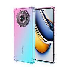 Silikon Hülle Handyhülle Ultra Dünn Schutzhülle Tasche Durchsichtig Transparent Farbverlauf für Realme 11 Pro+ Plus 5G Cyan