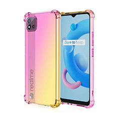 Silikon Hülle Handyhülle Ultra Dünn Schutzhülle Tasche Durchsichtig Transparent Farbverlauf für Realme C20A Rosa