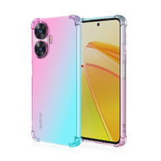 Silikon Hülle Handyhülle Ultra Dünn Schutzhülle Tasche Durchsichtig Transparent Farbverlauf für Realme Narzo N55 Cyan