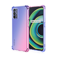 Silikon Hülle Handyhülle Ultra Dünn Schutzhülle Tasche Durchsichtig Transparent Farbverlauf für Realme X7 Max 5G Blau