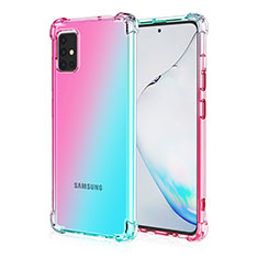 Silikon Hülle Handyhülle Ultra Dünn Schutzhülle Tasche Durchsichtig Transparent Farbverlauf für Samsung Galaxy M40S Cyan