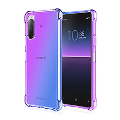 Silikon Hülle Handyhülle Ultra Dünn Schutzhülle Tasche Durchsichtig Transparent Farbverlauf für Sony Xperia 10 IV SOG07 Blau