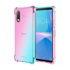 Silikon Hülle Handyhülle Ultra Dünn Schutzhülle Tasche Durchsichtig Transparent Farbverlauf für Sony Xperia Ace II Hellblau