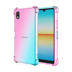 Silikon Hülle Handyhülle Ultra Dünn Schutzhülle Tasche Durchsichtig Transparent Farbverlauf für Sony Xperia Ace III Hellblau