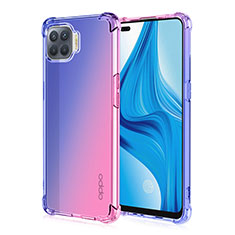 Silikon Hülle Handyhülle Ultra Dünn Schutzhülle Tasche Durchsichtig Transparent Farbverlauf G01 für Oppo F17 Pro Blau