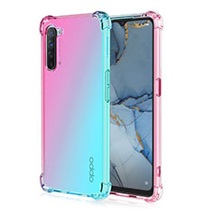 Silikon Hülle Handyhülle Ultra Dünn Schutzhülle Tasche Durchsichtig Transparent Farbverlauf G01 für Oppo Reno3 Cyan