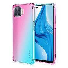 Silikon Hülle Handyhülle Ultra Dünn Schutzhülle Tasche Durchsichtig Transparent Farbverlauf G01 für Oppo Reno4 Lite Cyan