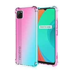 Silikon Hülle Handyhülle Ultra Dünn Schutzhülle Tasche Durchsichtig Transparent Farbverlauf G01 für Realme C11 Cyan