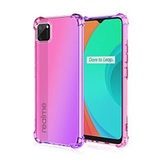 Silikon Hülle Handyhülle Ultra Dünn Schutzhülle Tasche Durchsichtig Transparent Farbverlauf G01 für Realme C11 Rosa