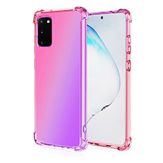 Silikon Hülle Handyhülle Ultra Dünn Schutzhülle Tasche Durchsichtig Transparent Farbverlauf G01 für Samsung Galaxy S20 Rosegold