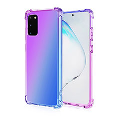 Silikon Hülle Handyhülle Ultra Dünn Schutzhülle Tasche Durchsichtig Transparent Farbverlauf G01 für Samsung Galaxy S20 Violett