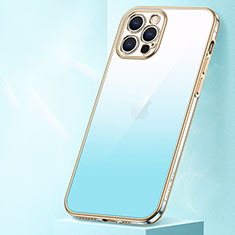 Silikon Hülle Handyhülle Ultra Dünn Schutzhülle Tasche Durchsichtig Transparent Farbverlauf S01 für Apple iPhone 13 Pro Blau