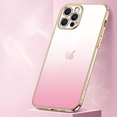 Silikon Hülle Handyhülle Ultra Dünn Schutzhülle Tasche Durchsichtig Transparent Farbverlauf S01 für Apple iPhone 14 Pro Max Rosegold