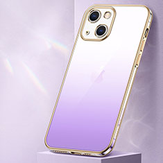 Silikon Hülle Handyhülle Ultra Dünn Schutzhülle Tasche Durchsichtig Transparent Farbverlauf S01 für Apple iPhone 15 Plus Violett