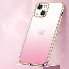 Silikon Hülle Handyhülle Ultra Dünn Schutzhülle Tasche Durchsichtig Transparent Farbverlauf S01 für Apple iPhone 15 Rosegold