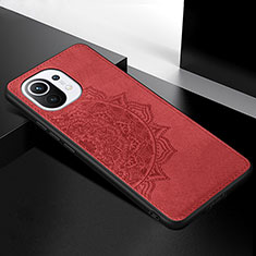 Silikon Hülle Handyhülle Ultra Dünn Schutzhülle Tasche Flexible mit Magnetisch A08 für Xiaomi Mi 11 5G Rot