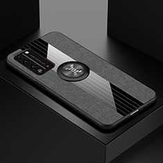 Silikon Hülle Handyhülle Ultra Dünn Schutzhülle Tasche Flexible mit Magnetisch Fingerring Ständer A01 für Huawei Honor X10 5G Grau