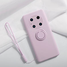 Silikon Hülle Handyhülle Ultra Dünn Schutzhülle Tasche Flexible mit Magnetisch Fingerring Ständer A01 für Huawei Mate 40E Pro 5G Helles Lila