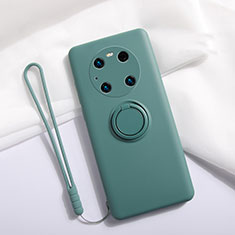 Silikon Hülle Handyhülle Ultra Dünn Schutzhülle Tasche Flexible mit Magnetisch Fingerring Ständer A01 für Huawei Mate 40E Pro 5G Nachtgrün
