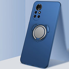 Silikon Hülle Handyhülle Ultra Dünn Schutzhülle Tasche Flexible mit Magnetisch Fingerring Ständer A01 für Huawei Nova 8 5G Blau