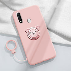 Silikon Hülle Handyhülle Ultra Dünn Schutzhülle Tasche Flexible mit Magnetisch Fingerring Ständer A01 für Oppo A31 Rosa