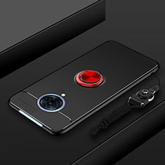 Silikon Hülle Handyhülle Ultra Dünn Schutzhülle Tasche Flexible mit Magnetisch Fingerring Ständer A01 für Vivo Nex 3S Rot und Schwarz