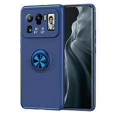 Silikon Hülle Handyhülle Ultra Dünn Schutzhülle Tasche Flexible mit Magnetisch Fingerring Ständer A01 für Xiaomi Mi 11 Ultra 5G Blau