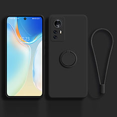 Silikon Hülle Handyhülle Ultra Dünn Schutzhülle Tasche Flexible mit Magnetisch Fingerring Ständer A01 für Xiaomi Mi 12S Pro 5G Schwarz