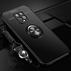 Silikon Hülle Handyhülle Ultra Dünn Schutzhülle Tasche Flexible mit Magnetisch Fingerring Ständer A01 für Xiaomi Redmi 10X Pro 5G Schwarz