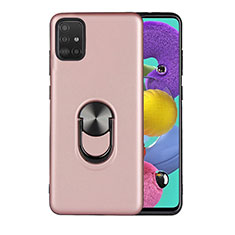 Silikon Hülle Handyhülle Ultra Dünn Schutzhülle Tasche Flexible mit Magnetisch Fingerring Ständer A02 für Samsung Galaxy A71 5G Rosegold