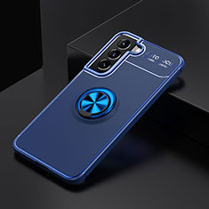 Silikon Hülle Handyhülle Ultra Dünn Schutzhülle Tasche Flexible mit Magnetisch Fingerring Ständer A02 für Samsung Galaxy S21 FE 5G Blau