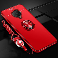Silikon Hülle Handyhülle Ultra Dünn Schutzhülle Tasche Flexible mit Magnetisch Fingerring Ständer A02 für Vivo Nex 3 5G Rot