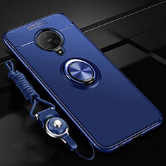 Silikon Hülle Handyhülle Ultra Dünn Schutzhülle Tasche Flexible mit Magnetisch Fingerring Ständer A02 für Vivo Nex 3S Blau