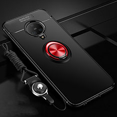 Silikon Hülle Handyhülle Ultra Dünn Schutzhülle Tasche Flexible mit Magnetisch Fingerring Ständer A02 für Vivo Nex 3S Rot und Schwarz