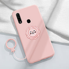 Silikon Hülle Handyhülle Ultra Dünn Schutzhülle Tasche Flexible mit Magnetisch Fingerring Ständer A03 für Oppo A31 Rosa