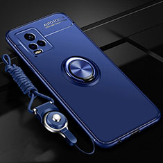 Silikon Hülle Handyhülle Ultra Dünn Schutzhülle Tasche Flexible mit Magnetisch Fingerring Ständer A03 für Vivo V20 Pro 5G Blau