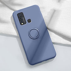 Silikon Hülle Handyhülle Ultra Dünn Schutzhülle Tasche Flexible mit Magnetisch Fingerring Ständer A03 für Vivo Y50 Blau