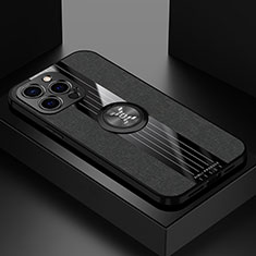 Silikon Hülle Handyhülle Ultra Dünn Schutzhülle Tasche Flexible mit Magnetisch Fingerring Ständer A04 für Apple iPhone 14 Pro Max Schwarz