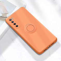 Silikon Hülle Handyhülle Ultra Dünn Schutzhülle Tasche Flexible mit Magnetisch Fingerring Ständer A04 für Huawei Nova 7 5G Orange