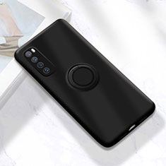 Silikon Hülle Handyhülle Ultra Dünn Schutzhülle Tasche Flexible mit Magnetisch Fingerring Ständer A04 für Huawei Nova 7 5G Schwarz